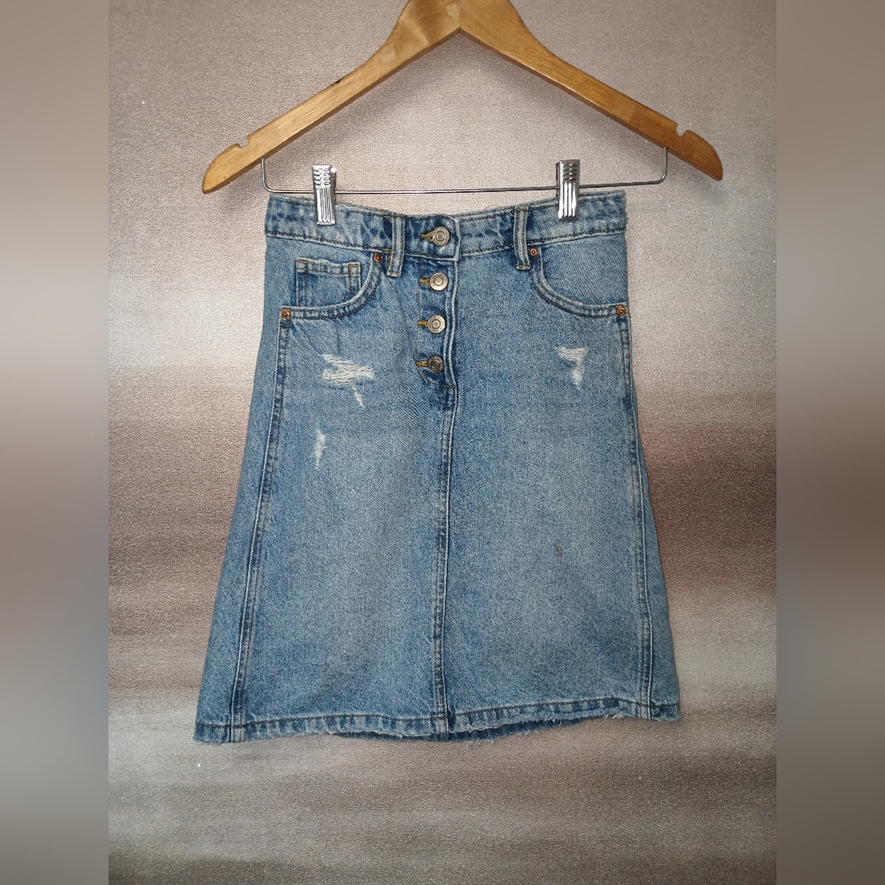 Zara Denim Button-Up Skirt